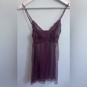 Victoria's Secret Sheer Lace Plum Chemise